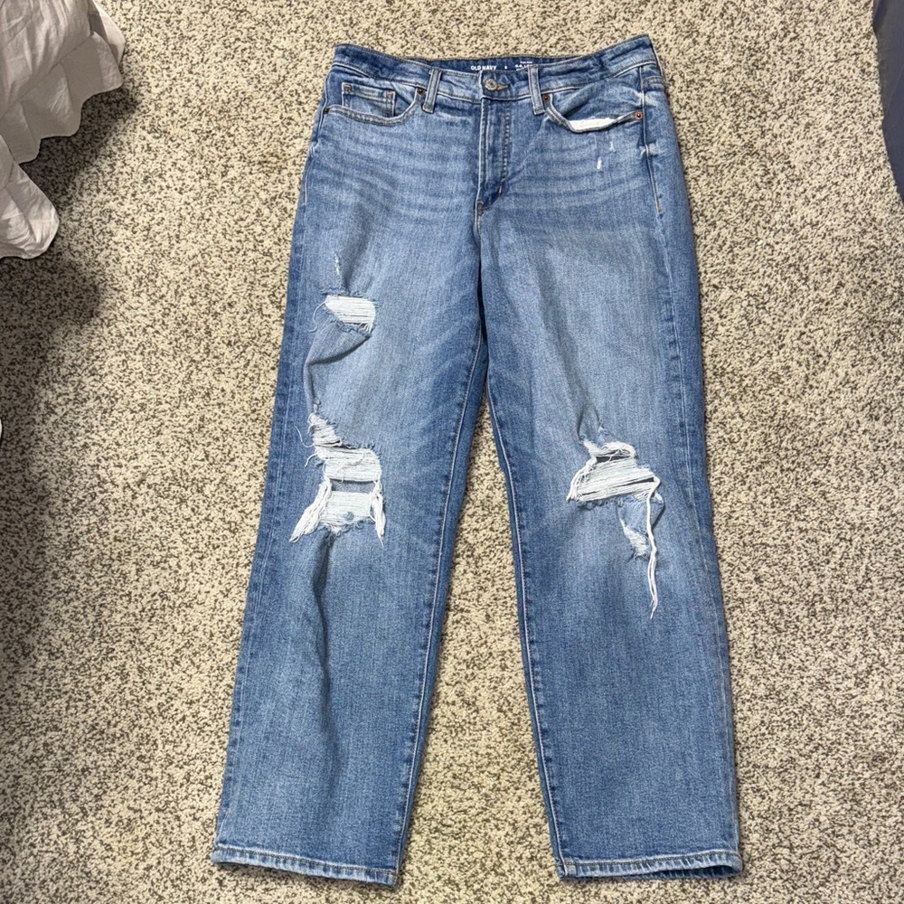 Old Navy Light Blue Distressed Boyfriend Jeans